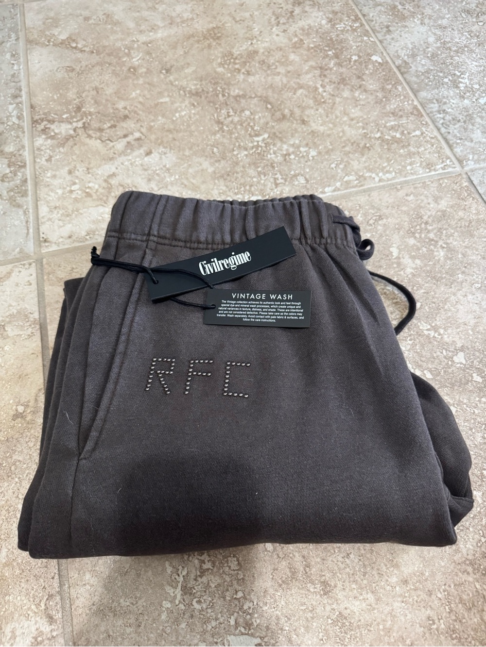 Guiltregime Men’s RFC Studded Vintage Wash Sweatpants — Charcoal